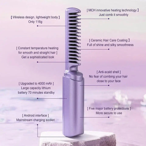 Portable 2-In-1 Hair Straightener Comb Frugal Finds Galore