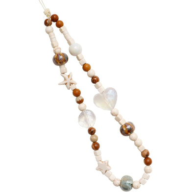 Phone Charm - Beaded Phone Lanyard - Cute Phone Chain Phone Bracelet with Natural Gemstone - Handmade Cell Phone Wristlet Strap for Women with Ceramic & Acrylic Beads (Brown) Frugal Finds Galore
