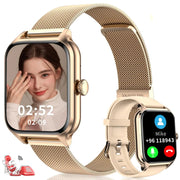 Smart Watch 1.81" Touch Screen (Beige and Gold) Compatible with iOS and Android Phones Frugal Finds Galore