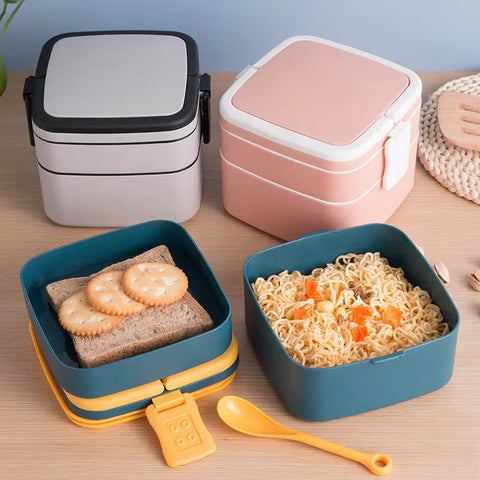 Double-Layer Lunch Box for Office Workers, Microwave Safe Frugal Finds Galore