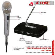 5Core Wireless Microphone Dual Function Wireless - Wired Microphone Microfono Inalambrico Frugal Finds Galore