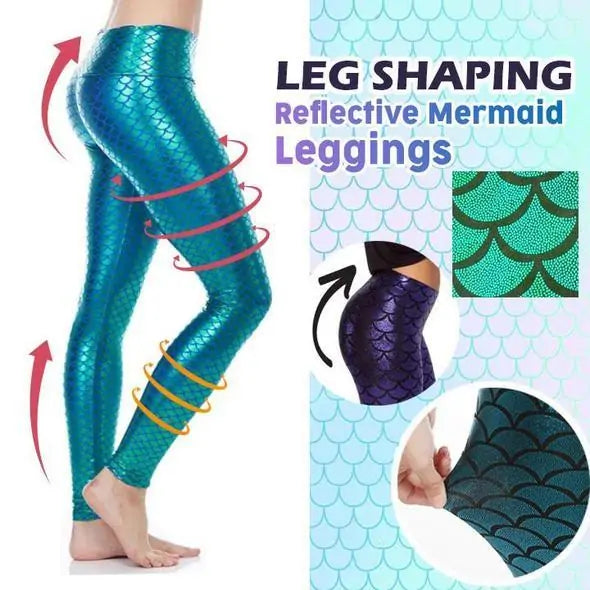 Leggings de sirena reflectantes que moldean las piernas