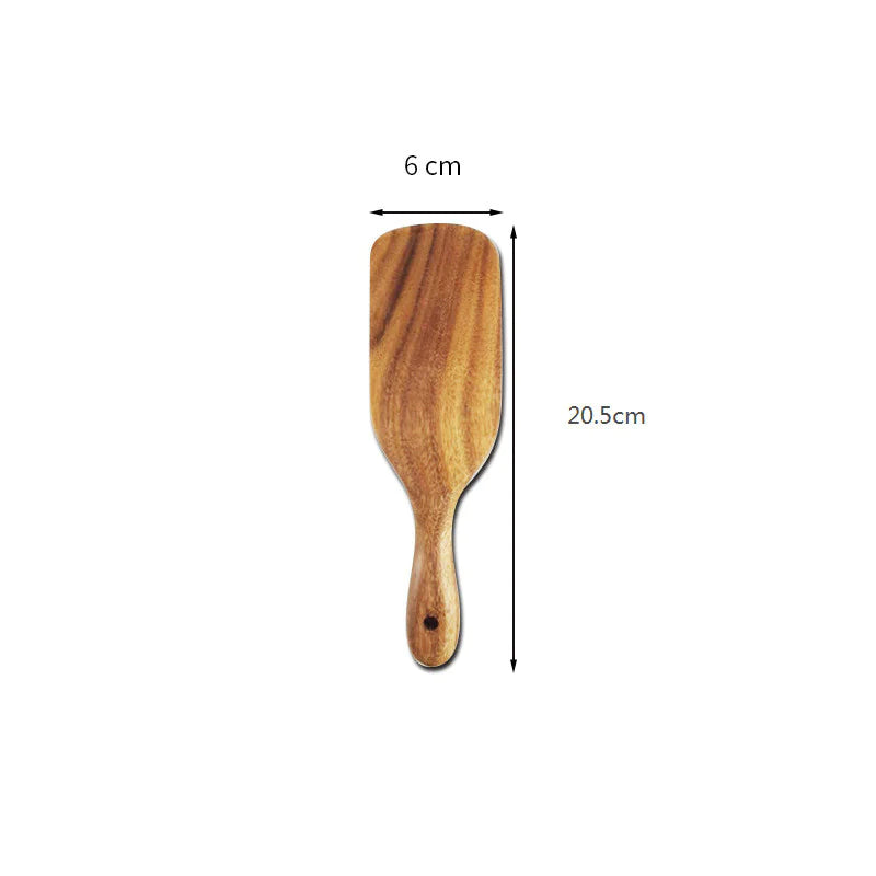 Acacia Teak Wood Long-Handled Spatula Set