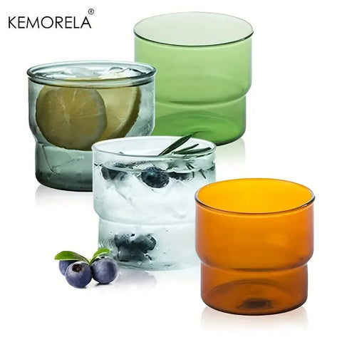 4-Piece 10 oz Vintage Glass Mug Set with Origami Style Frugal Finds Galore