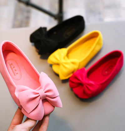 Girls' Single Shoes, Princess Shoes with Bow, Suede Frugal Finds Galore