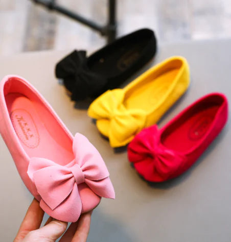 Girls' Single Shoes, Princess Shoes with Bow, Suede Frugal Finds Galore