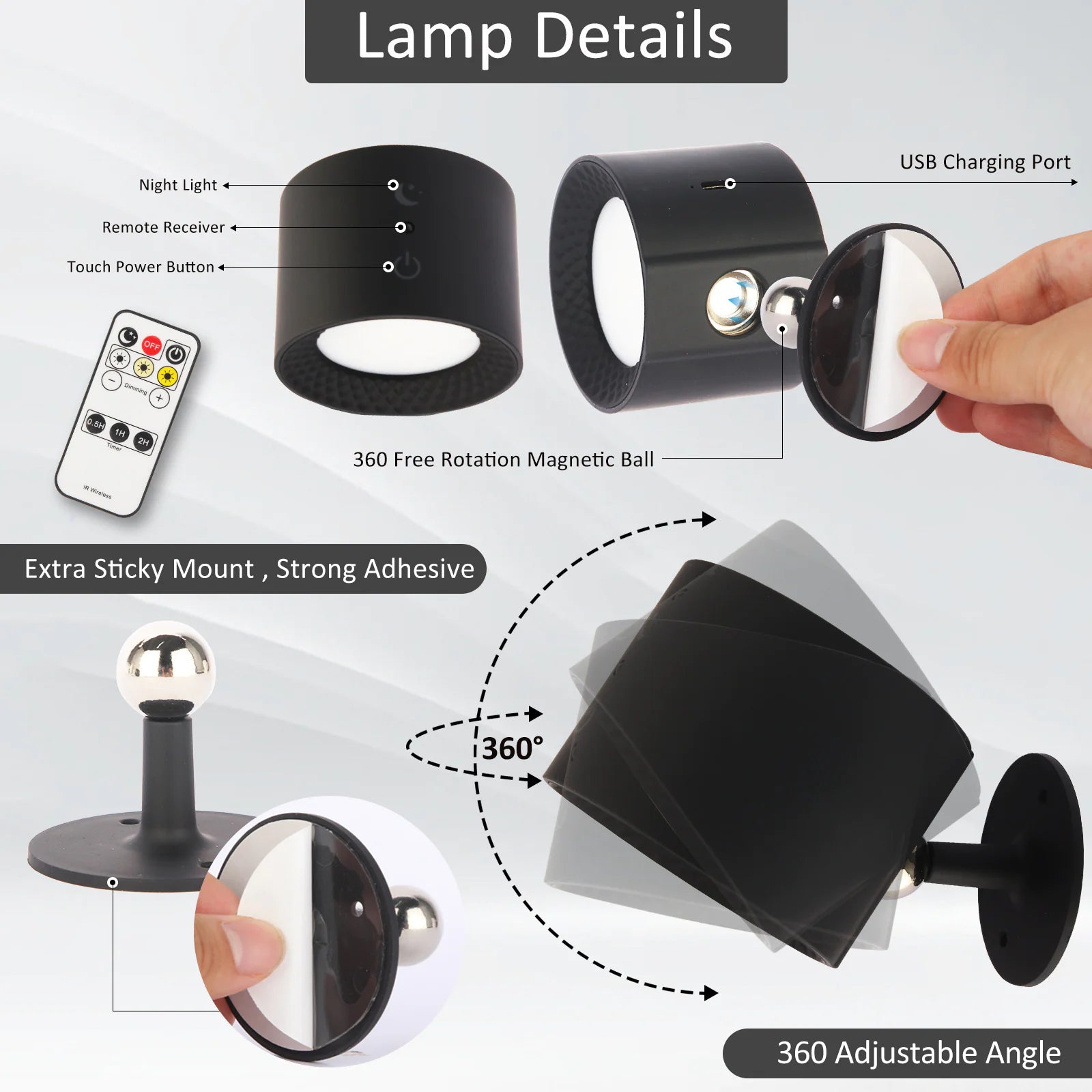 Double-Headed Magnetic Bedside Night Lamp