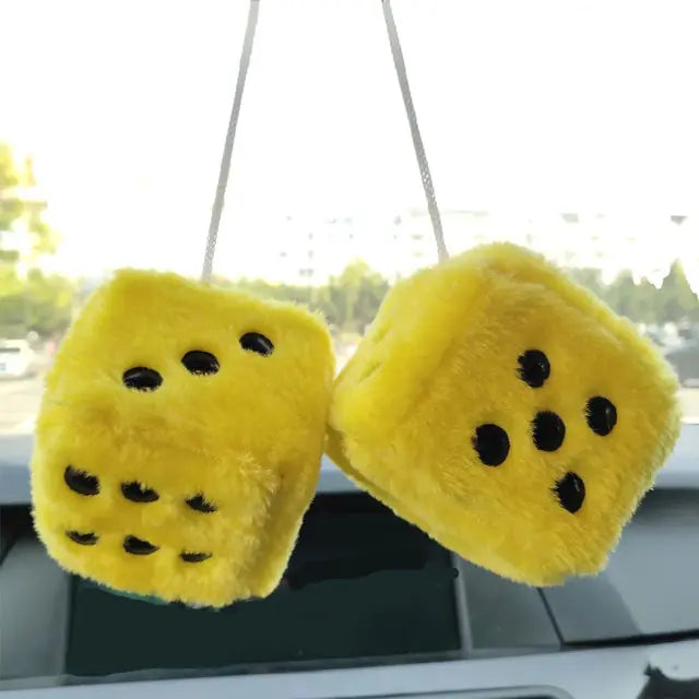 Retro Fuzzy Plush Dice Car