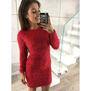 Plush Midi Dress - Long Sleeve Dress Frugal Finds Galore