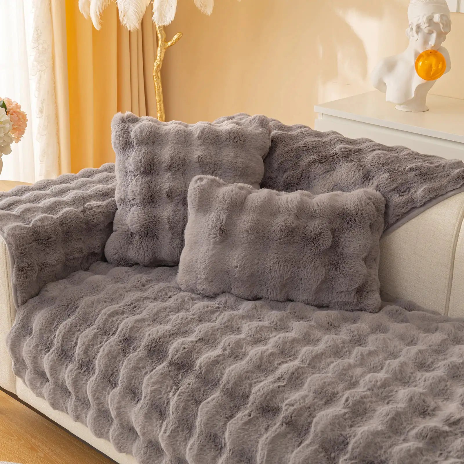 Super Soft Shaggy Non-Slip Plush Sofa Cover