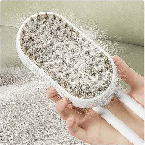 3-in-1 Electric Pet Brush - Steam, Massage, and Hair Removal Frugal Finds Galore