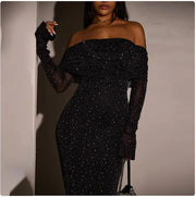Sequined Off-shoulder Dress Women's Clothing Frugal Finds Galore