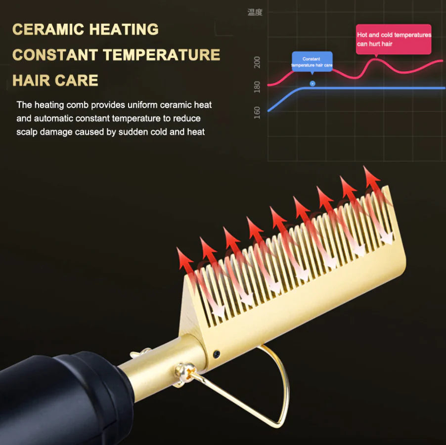 Electric Hair Straightening Heat Hot Comb Press