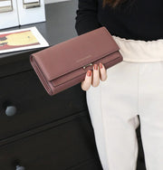 Women's Long Suede Wallet - Clutch Purse Frugal Finds Galore