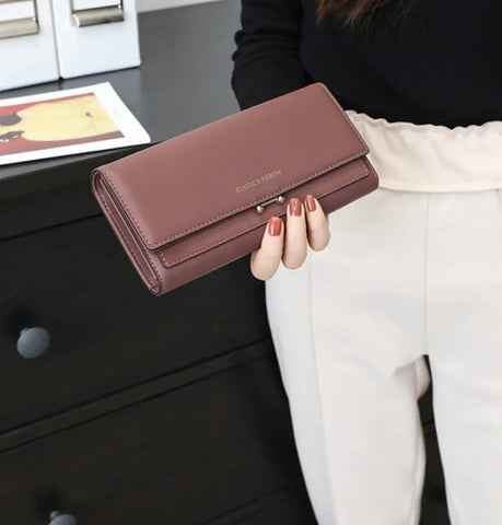Women's Long Suede Wallet - Clutch Purse Frugal Finds Galore