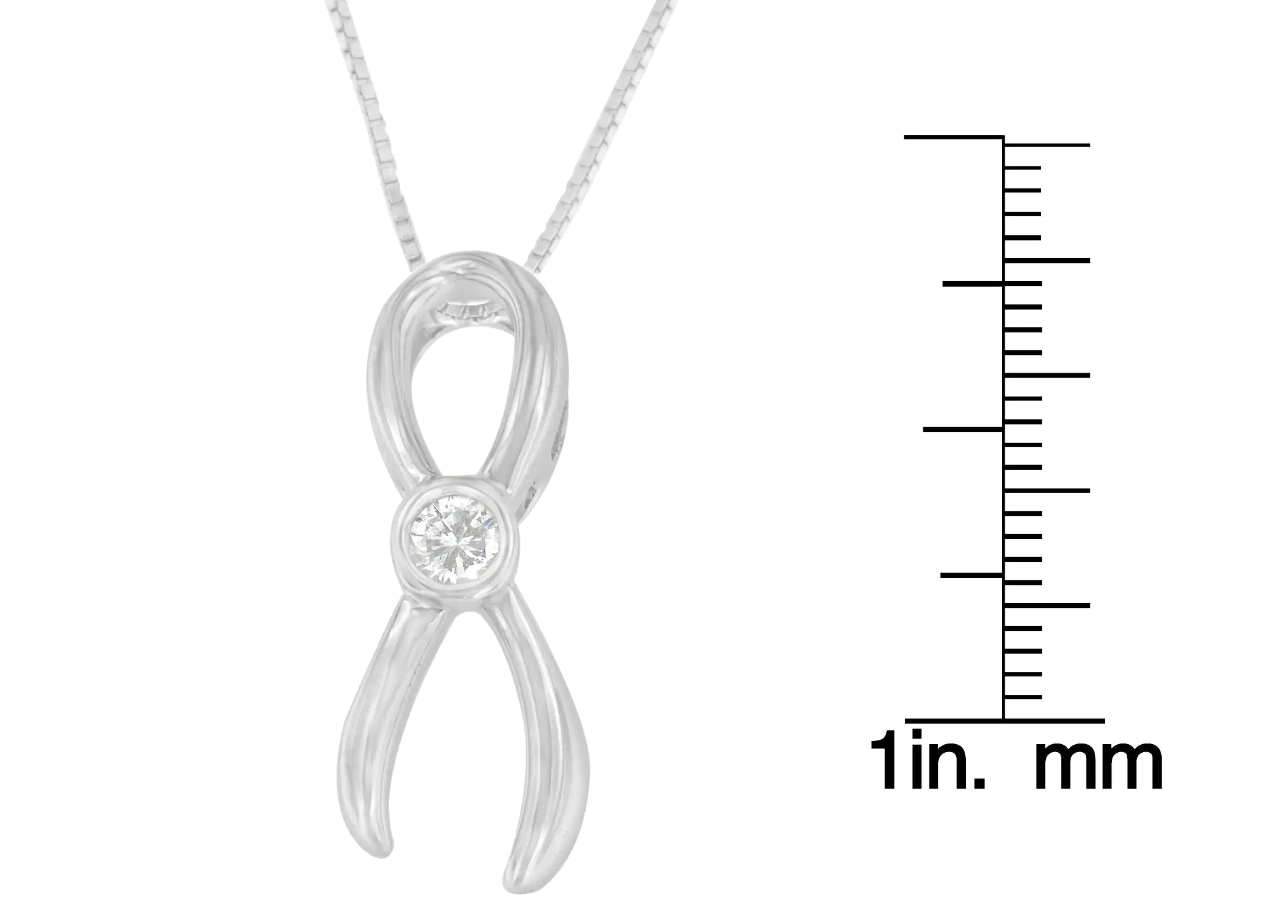 Sterling Silver 1/10 Diamond Ribbon Pendant Necklace