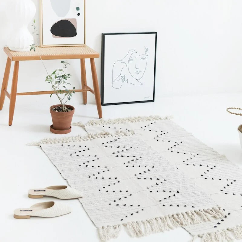 Floor Geometric Weave Thread Rug