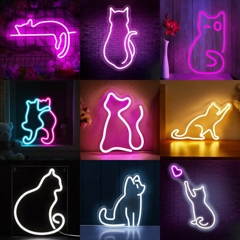 LED Neon Cat Wall Decor for Indoor/Outdoor Lighting Frugal Finds Galore