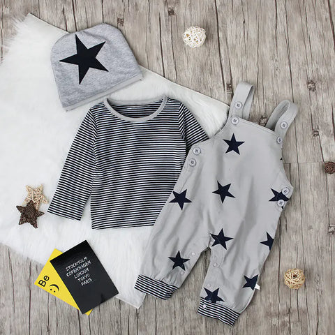 Boys' Starry Overalls Set - 3-Piece Outfit for Kids Frugal Finds Galore