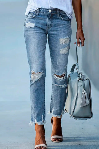 Cropped Ripped Jeans Frugal Finds Galore