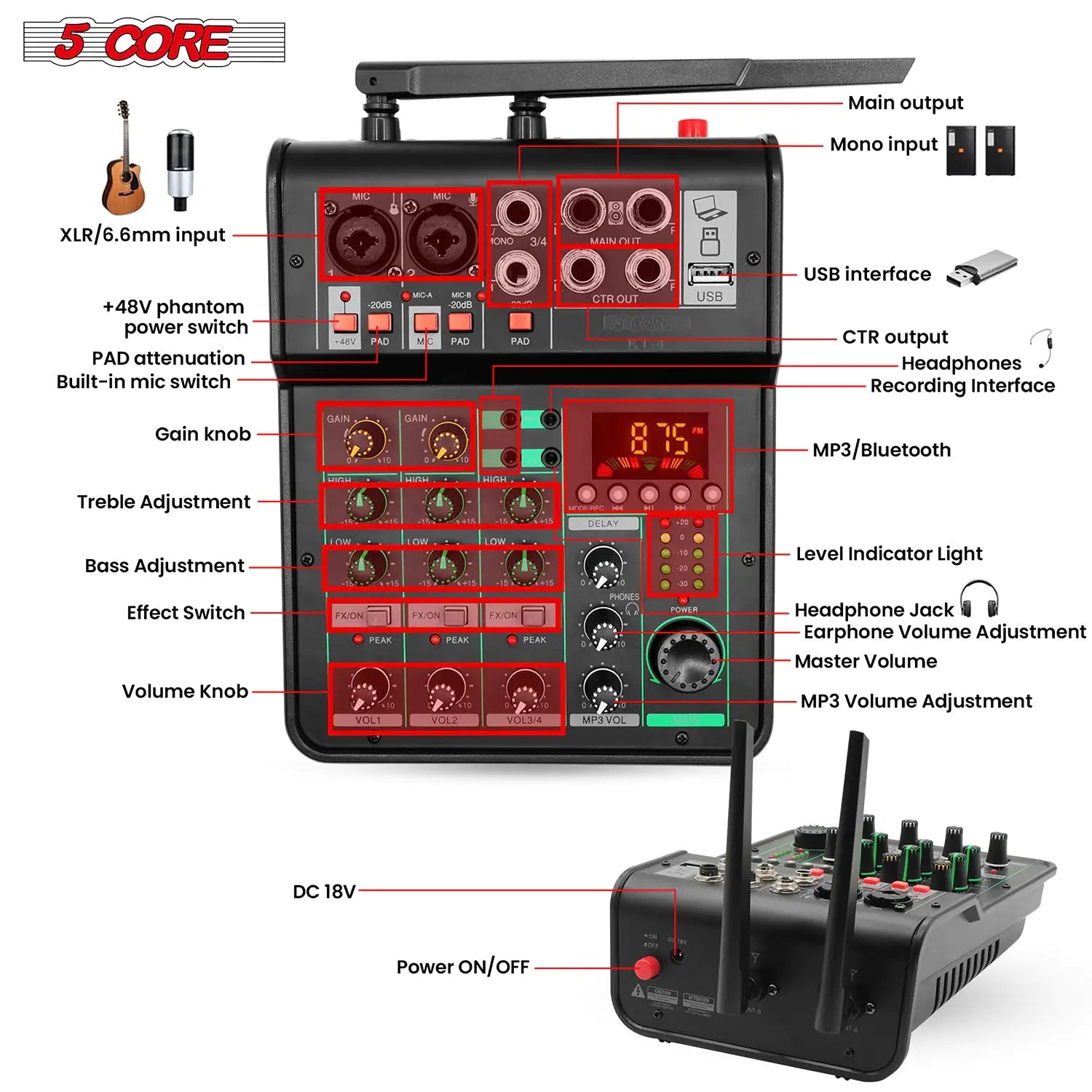 5Core Audio Mixer Sound Board