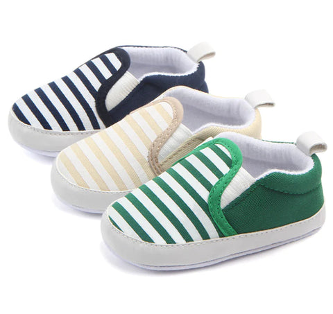 Navy Striped Baby Walking Shoes - Casual Footwear Frugal Finds Galore