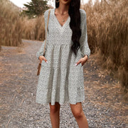 Fall Women's V-neck Long Sleeve Leisure Dress Frugal Finds Galore