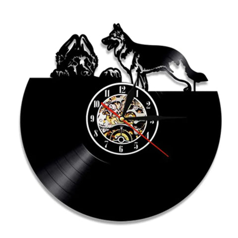 Cute Pet Dog Living Room Clock - Vintage Vinyl Design Frugal Finds Galore