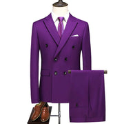 Men's Double Breasted Solid Color Coat Trousers Suit Frugal Finds Galore
