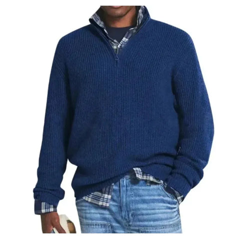 Men Casual Loose Zip Stand Collar Sweater Frugal Finds Galore