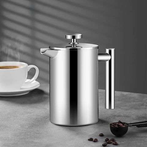 Stainless Steel Double-Layer French Press Coffee Pot Frugal Finds Galore