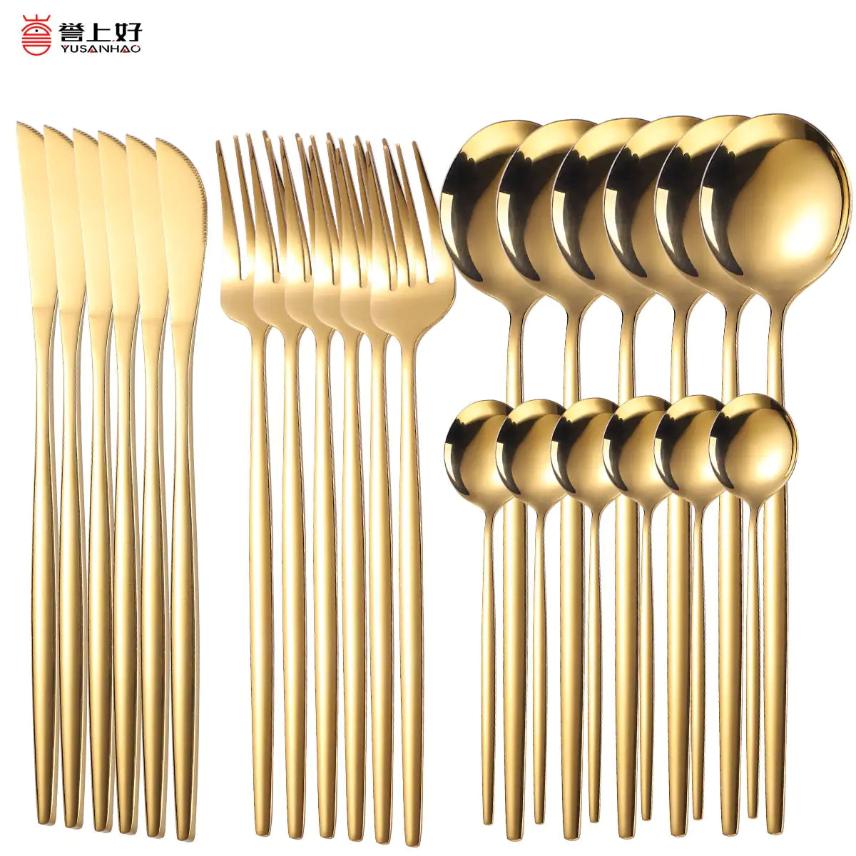 24pcs Gold Dinnerware Set