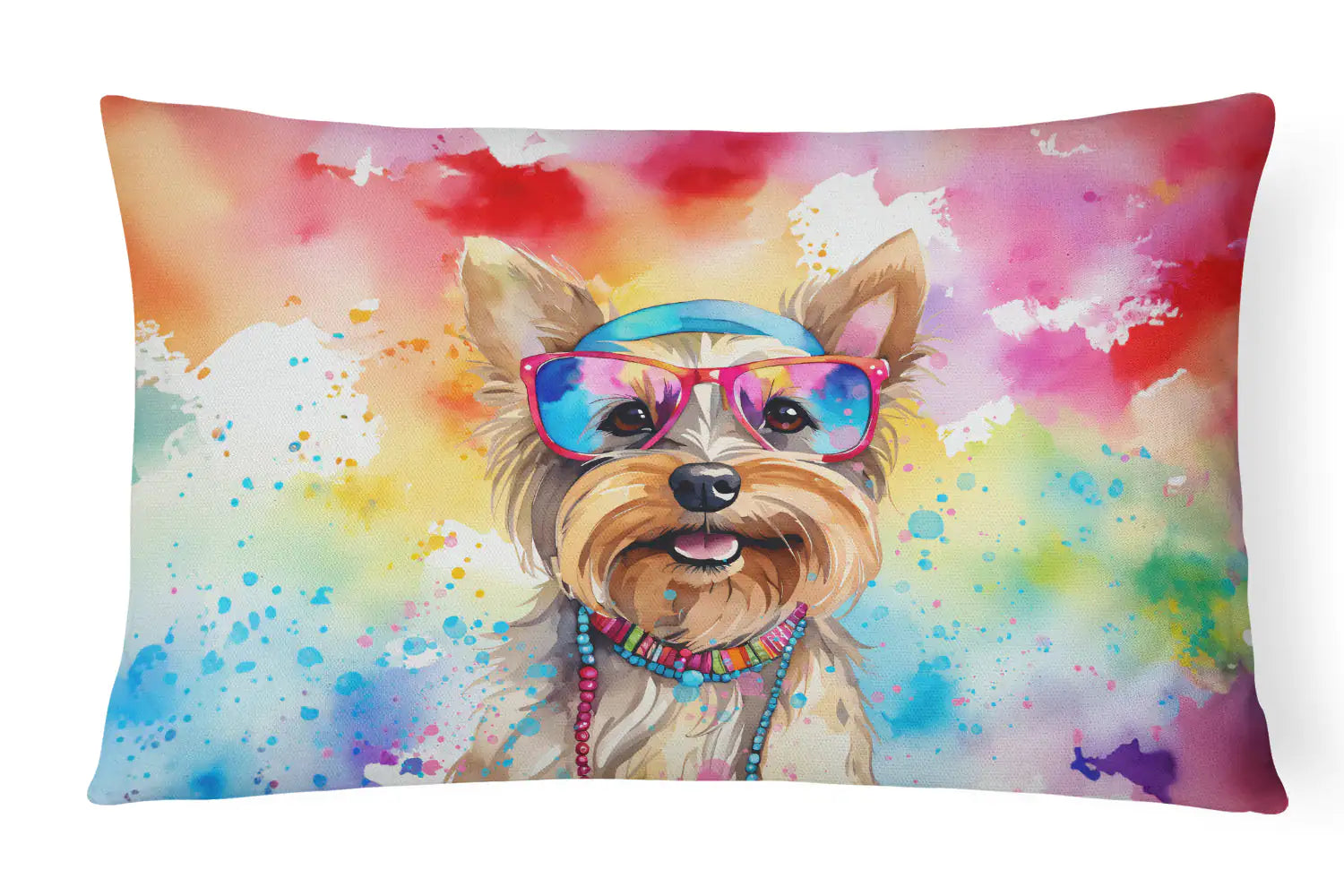 Yorkshire Terrier Hippie Dawg Throw Pillow