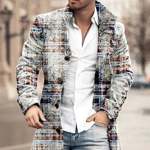 Men's Woolen Stand Collar Medium Long Casual Coat Frugal Finds Galore