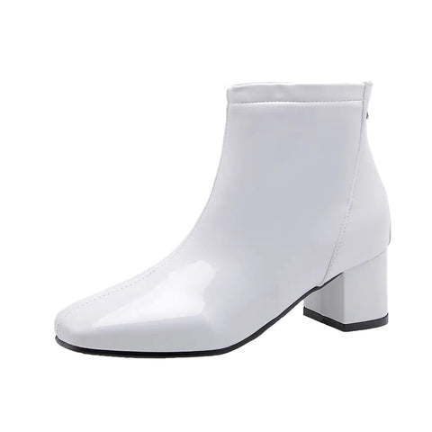 Chunky Heeled Patent Ankle Boots Frugal Finds Galore