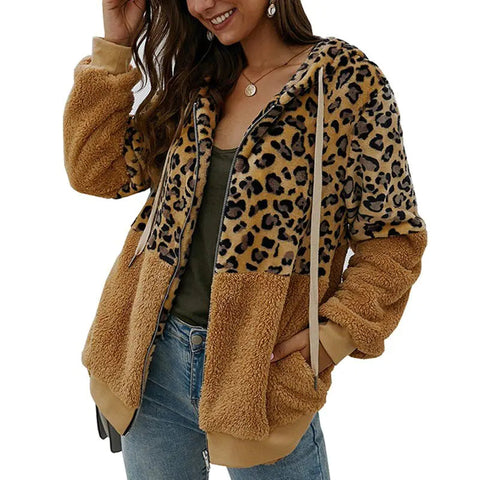 Soft Leopard PrintFur Hoodie Coat Frugal Finds Galore