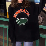 Cartoon Letter Sweater, Jacquard Dinosaur Sweater Frugal Finds Galore