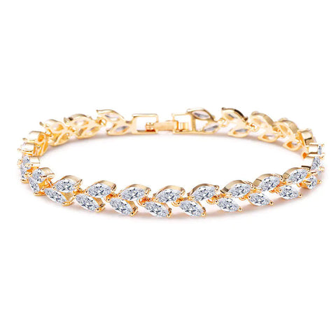 Minimalist Willow Leaf Bracelet with AAA Zircon Stones Frugal Finds Galore