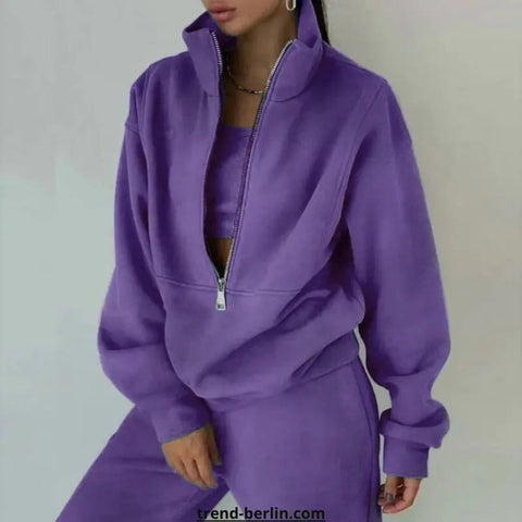 Women's Tracksuit Solid Hooded Sport Suit Frugal Finds Galore