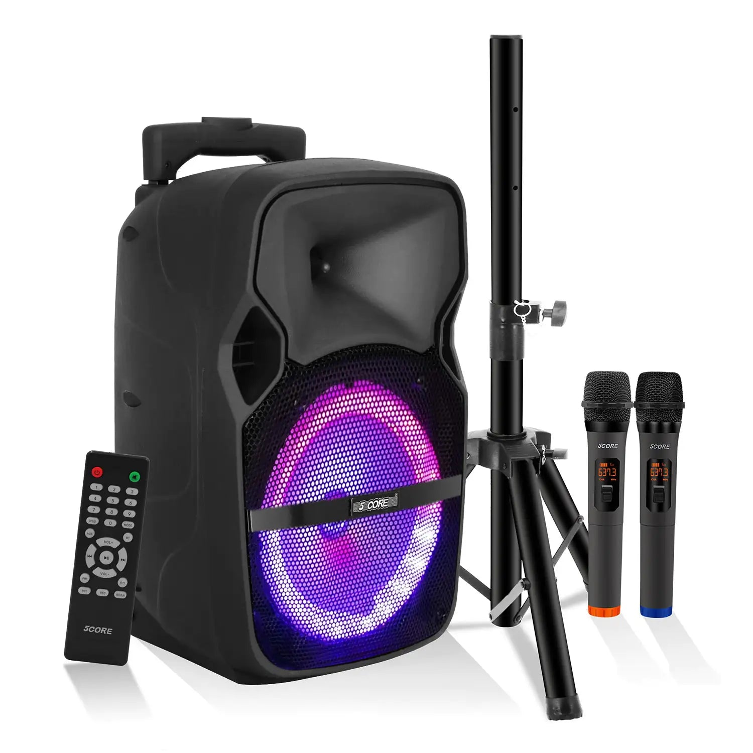 Portable Bluetooth Party Speaker Karaoke Boombox + 2 Wireless Mics