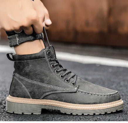 Men's Retro Fashion Casual Leather Tooling Boots Frugal Finds Galore