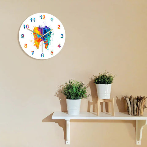 Creative Watercolor Tooth Print Wall Clock Frugal Finds Galore
