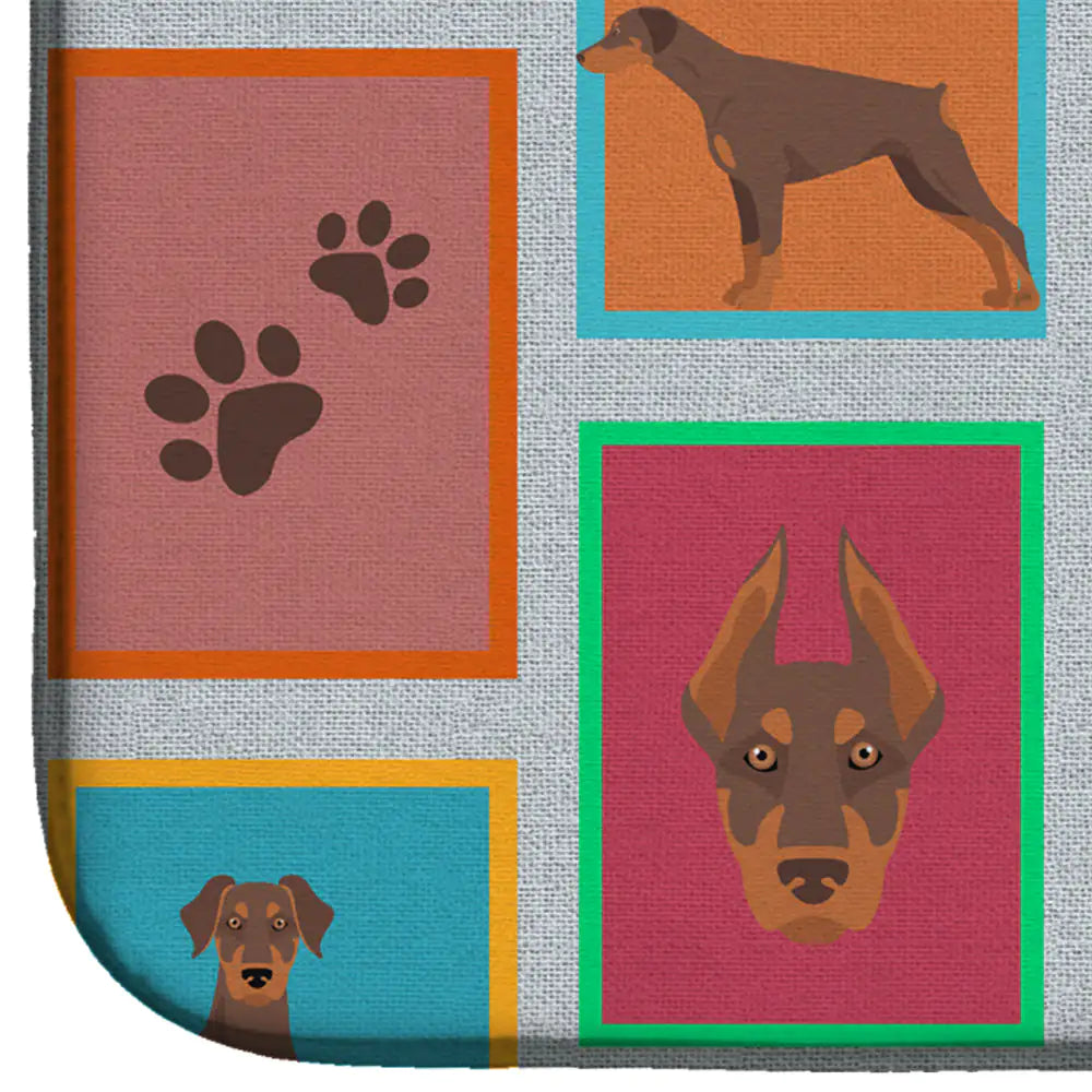 Red Doberman Pinscher Dish Drying Mat