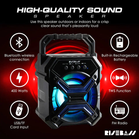 Portable Wireless Bluetooth Speaker with TWS Function - Rechargeable Bluetooth Speaker - LES flashing Lights Frugal Finds Galore
