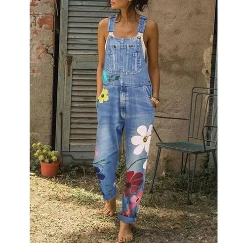 Plus Size Printed Denim Overalls for Women Frugal Finds Galore