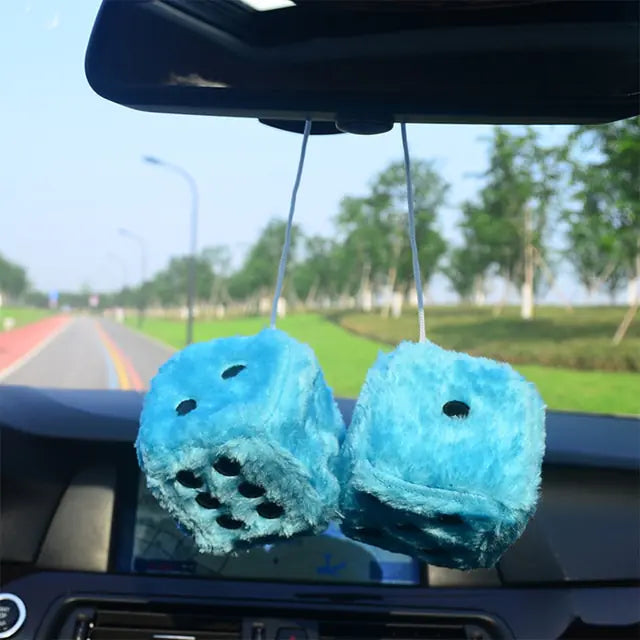 Retro Fuzzy Plush Dice Car