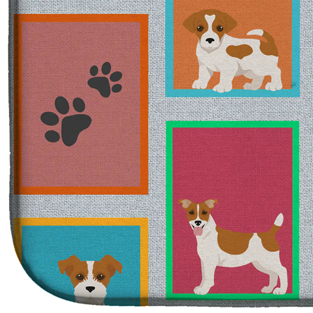 Lots of Red and White Jack Russell Terrier Dish Drying Mat