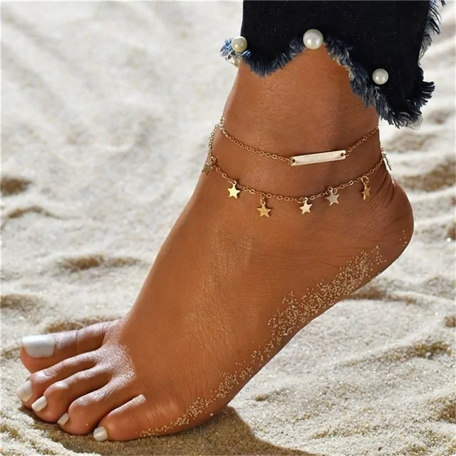 Boho Style Star Anklet Multilayer Foot Chain