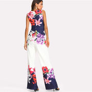 Floral Print Sleeveless Jumpsuit with Zipper Closure Frugal Finds Galore