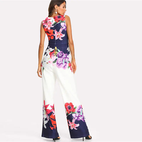 Floral Print Sleeveless Jumpsuit with Zipper Closure Frugal Finds Galore